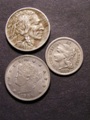 London Coins : A129 : Lot 2426 : USA (3) Five Cents 1886 Breen 2541 repunched second 8 About EF, Five Cents 1919D Breen 2611 VF o...