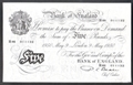 London Coins : A130 : Lot 128 : Five pounds Beale white B270 dated 9 May 1950 serial R46 011132 (slight corner damage bottom right w...