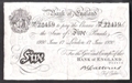 London Coins : A130 : Lot 130 : Five pounds Catterns white B228 dated 17 June 1930 prefix 392/H, pinholes top left, about EF