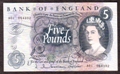 London Coins : A130 : Lot 138 : Five pounds Hollom B297 issued 1963 1st series prefix A01, pressed, GEF or better