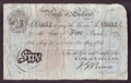 London Coins : A130 : Lot 147 : Five pounds Nairne white B208b dated 21st May 1915 serial 18/D 13832, pinholes & small inked...