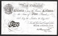 London Coins : A130 : Lot 160 : Five pounds Peppiatt Operation Bernhard German forgery WW2 dated 26 July 1937 prefix B/129, usua...