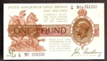London Coins : A130 : Lot 89 : Treasury one pound Bradbury T16 issued 1917 prefix D/26, GVF