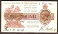 London Coins : A130 : Lot 90 : Treasury one pound Bradbury T16 issued 1917 prefix H/8, pinholes, Fine+