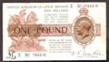 London Coins : A130 : Lot 92 : Treasury one pound Warren Fisher T24 issued 1919 prefix K/34, Fine+