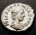 London Coins : A131 : Lot 495 : Roman, Julia Soaemiais, mother of Elagabalus, Denarius, Obverse Draped Bust IVLIA SO...