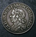 London Coins : A132 : Lot 1174 : Shilling 1658 Cromwell ESC 1005 NEF toned