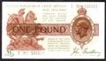 London Coins : A132 : Lot 127 : Treasury &pound;1 Bradbury T16 issued 1917, No.D/5 555512, Pick351, lightly cleaned &amp...
