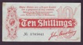 London Coins : A132 : Lot 133 : Treasury 10 shillings Bradbury T9 issued 1914 serial A/13 765041, mount marks on reverse corners...