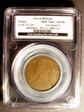 London Coins : A133 : Lot 1102 : Penny 1860 Toothed Border/Beaded Border mule Freeman 9 dies 2+B interestingly the horizontal bars of...