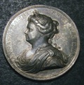 London Coins : A133 : Lot 1203 : Peace of Utrecht 1713 Eimer 460 35mm diameter in silver, Obverse draped bust left, ANNA . DG...