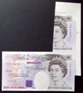 London Coins : A133 : Lot 2299 : ERROR &pound;20 Kentfield B371 issued 1991, folds with extra paper & two Queens, serial ...