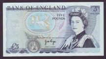London Coins : A133 : Lot 2314 : ERROR Five Pounds Page. B322. Error. The note is missing both serial numbers on the front. EF to UNC...