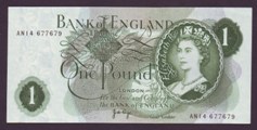 London Coins : A133 : Lot 2320 : ERROR One Pound Page. B322. Error. Reverse is completely blank. Rare. UNC.