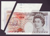 London Coins : A133 : Lot 2330 : ERROR Ten Pounds Kentfield. B369. Error. EB08 063700. Large extra paper in addition to a cutting err...
