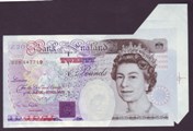 London Coins : A133 : Lot 2348 : ERROR Twenty Pounds Gill. B358. Error. B29 547719. Large extra paper at right hand side. An eye catc...