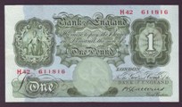 London Coins : A133 : Lot 2518 : One Pound Catterns. B225. H42 611816. First series. Near VF. 