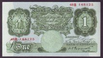 London Coins : A133 : Lot 2539 : One Pound Peppiatt. B238. 48B 148125. First series. EF.