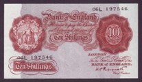 London Coins : A133 : Lot 2611 : Ten Shillings Peppiatt. B256. 06L 197546. Scarce. EF. 