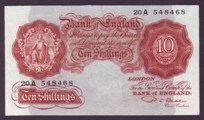 London Coins : A133 : Lot 2663 : Ten Shilling Beale. B267. 20A 548468. Replacement. Scarce. Near EF.