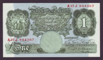 London Coins : A133 : Lot 2668 : One Pound Beale. B268. A37J 944367. UNC.