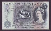 London Coins : A133 : Lot 2781 : Five Pounds Hollom. B298. M04 920689. Replacement. EF.