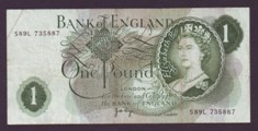London Coins : A133 : Lot 2843 : One Pound Page. B320. S89L 735887. Exceptionally rare. One of the hardest notes to find in the catal...