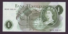 London Coins : A133 : Lot 2862 : One Pound Page. B323. MR48 038197. Last run. Very rare. UNC.