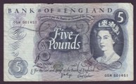 London Coins : A133 : Lot 2870 : Five Pounds Page. B325. 05M 501451. Replacement. Fine.