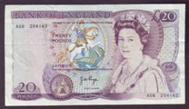 London Coins : A133 : Lot 2880 : Twenty Pounds Page. B328. A06 First run. First series. VF.