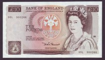 London Coins : A133 : Lot 2953 : Ten Pounds Somerset. B347. Last series. Scarce. 35L 300266. EF or better. 