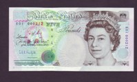 London Coins : A133 : Lot 3033 : Five Pounds Kentfield. B362. R01 000212. First series. Low number. Very rare thus. UNC.