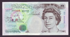 London Coins : A133 : Lot 3035 : Five Pounds Kentfield. B362. R01 000256. First series. Low number. Very rare thus. UNC.