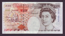 London Coins : A133 : Lot 3068 : Ten Pounds Kentfield. B369. KK80 755042. Last run. Rare. VF.