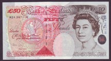 London Coins : A133 : Lot 3115 : Fifty Pounds Lowther. B385. M24 367116. Last run. Scarce. UNC.