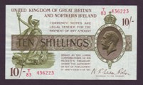 London Coins : A133 : Lot 3300 : Ten Shilling Fisher. T33. T/83 436223. EF.