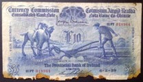 London Coins : A133 : Lot 3349 : Ireland Provincial Bank Currency Commission £10 ploughman dated 6-5-29 serial 01PT 018964,...