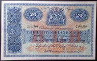 London Coins : A133 : Lot 3389 : Scotland British Linen Bank &pound;20 dated 20th January 1953 serial V/4 10/368, Pick159b, l...