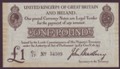 London Coins : A134 : Lot 110 : Treasury &pound;1 Bradbury T11.2 issued 1915 serial C1/17 54509 toned with some edge staining from b...