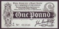London Coins : A134 : Lot 120 : Treasury &pound;1 Bradbury T3.3 issued 1914 serial O/31 011646 tiny pinholes & small edge nick a...