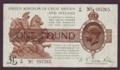 London Coins : A134 : Lot 124 : Treasury &pound;1 Warren Fisher T24 issued 1919 serial N/89 897265 good Fine
