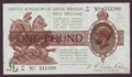 London Coins : A134 : Lot 129 : Treasury &pound;1 Warren Fisher T31 issued 1923 serial Z1/54 511280, last prefix, good Fine