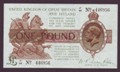 London Coins : A134 : Lot 131 : Treasury &pound;1 Warren Fisher T32 issued 1923 series J1/99 446956 (No. with square dot) light surf...