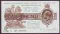 London Coins : A134 : Lot 135 : Treasury &pound;1 Warren Fisher T34 issued 1927 prefix U1/10, Northern Ireland variety, clea...