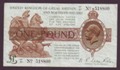 London Coins : A134 : Lot 136 : Treasury &pound;1 Warren Fisher T35 issued 1927 Northern Ireland series U1/57 518800 (No. with squar...