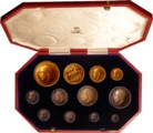 London Coins : A134 : Lot 1388 : Proof Set 1911 Long Set 12 coins &pound;5 to Maundy Penny aFDC the gold with some minor hairlines...