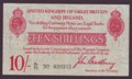 London Coins : A134 : Lot 145 : Treasury 10 shillings Bradbury T13.2 issued 1915 serial S1/71 039165, slight toning, GVF