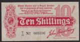 London Coins : A134 : Lot 154 : Treasury 10 shillings Bradbury T8 issued 1914 serial T/15 009396, one small pinhole & faint ...