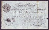 London Coins : A134 : Lot 225 : Fifty Pounds Peppiatt. B244. 31st January 1938. Manchester. 94/X 14074. Very rare. About VF.