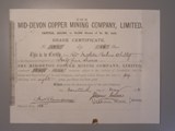 London Coins : A134 : Lot 47 : Great Britain, Mid-Devon Copper Mining Co. Ltd., share certificate, 1881, black,...